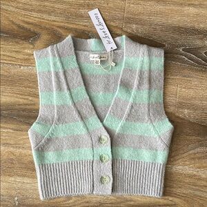 For Love and Lemons Maud Cropped Sweater Vest Stripe NWT